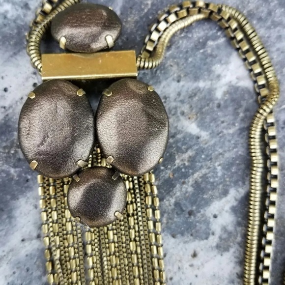 SILPADA KR Bronze Tone Multi Chain Leather Tassel Long Necklace 30 in - retired - Picture 2 of 11